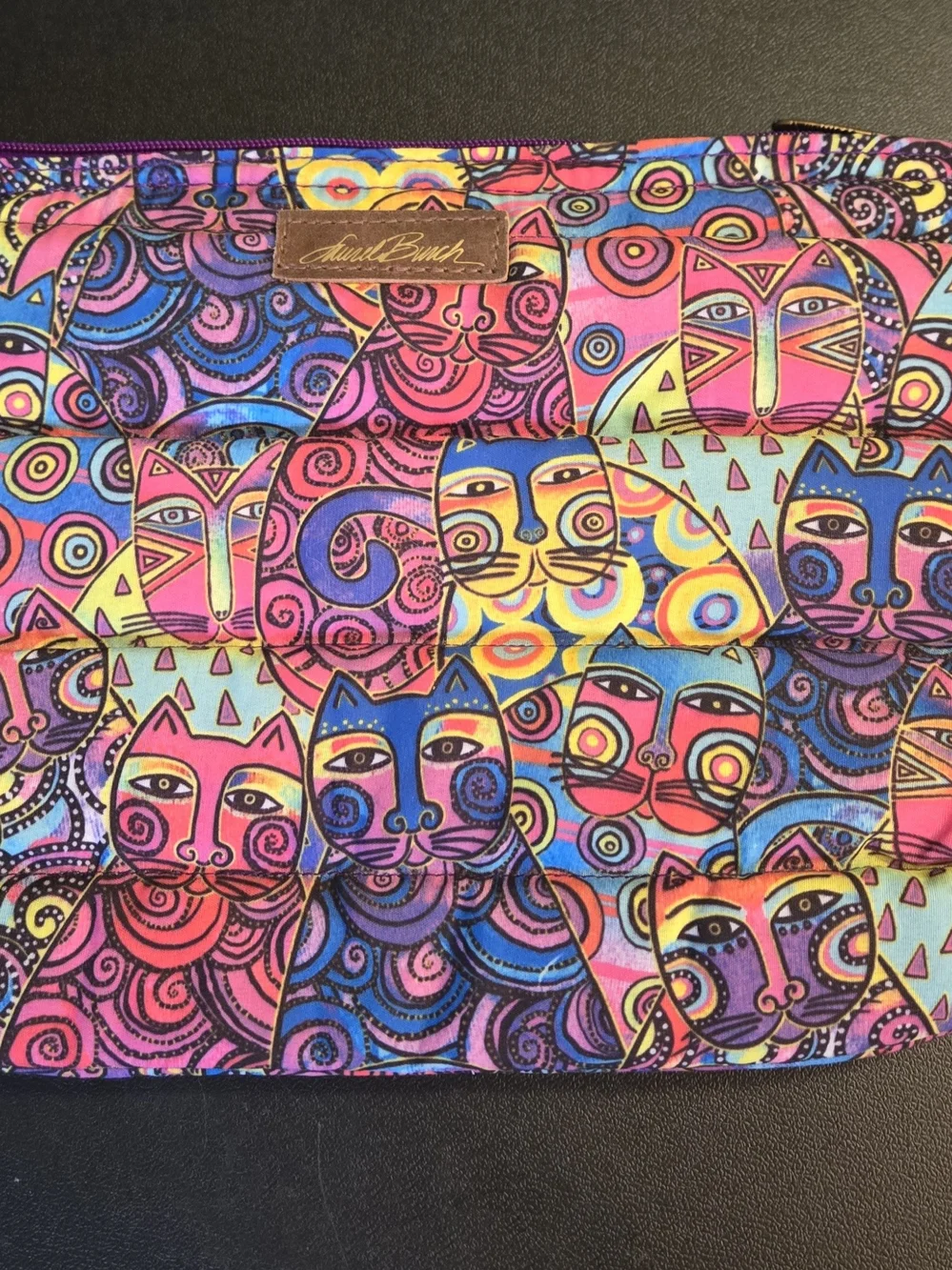 Laurel Burch Purple Lined Cat Cosmetic Pouch